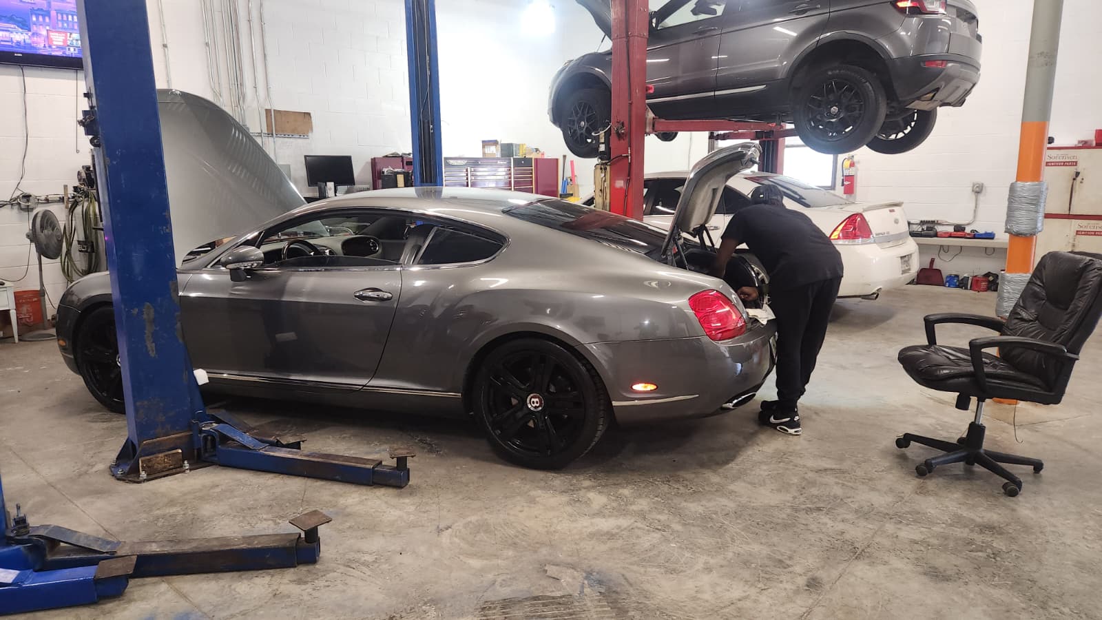 Bentley rear view in the shop